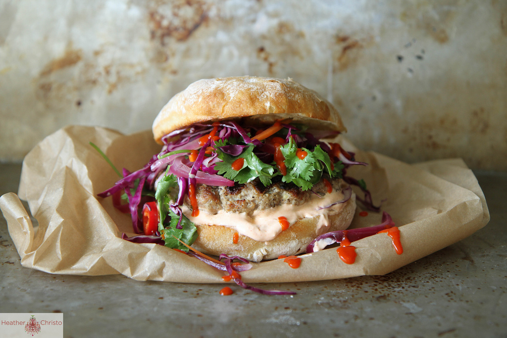 Grilled Asian Pork Burger - Heather Christo