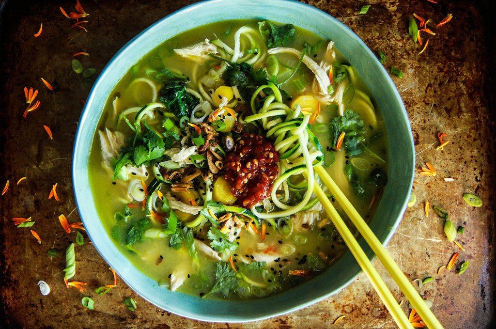 Asian Chicken Zoodle Soup 